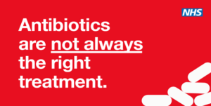 Red box saying Antibiotics are not always the right treatment. Not always is underlined.